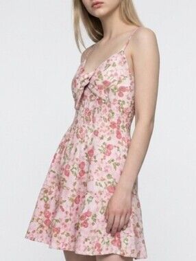 Pink Strawberry Print Corset Elastic Flattering Waist Sundress